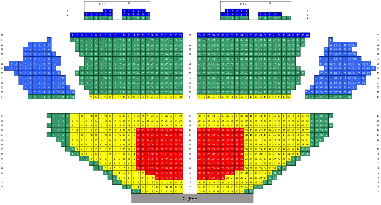 Московский Дворец Молодежи. Схемы Залов